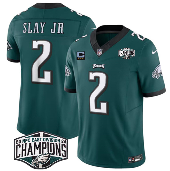 Men's Green Philadelphia Eagles #2 Darius Slay JR 2024 NFC East Champions With 3-Star C Patch F.U.S.E. Vapor Untouchable Limited Stitched Football Jersey